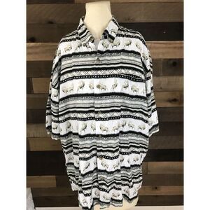 Mens Summa Elk Print Button Up Short Sleeve Shirt‎ Mens Size Xl Hunting